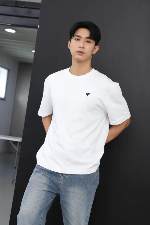 Áo thun Minimal Heart | White  - Thêu Tim  Navy | StepForward Collection - Hình ảnh 7